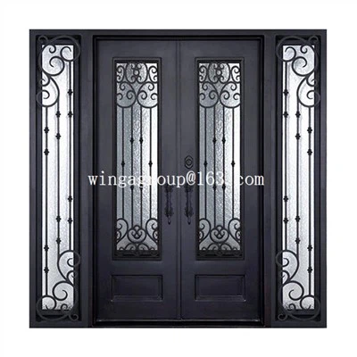 דלת ברזל קדמית חיצונית עם תאורה צדדית