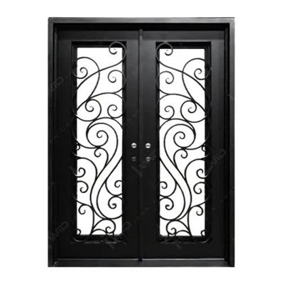 כניסה קדמית עם תאורה צדדית דלת ברזל מחושלת מותאמת אישית כפולה