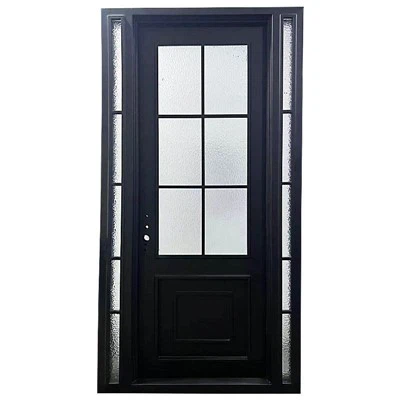 דלת ברזל פשוטה צרפתית כפולה פתוחה מחושלת